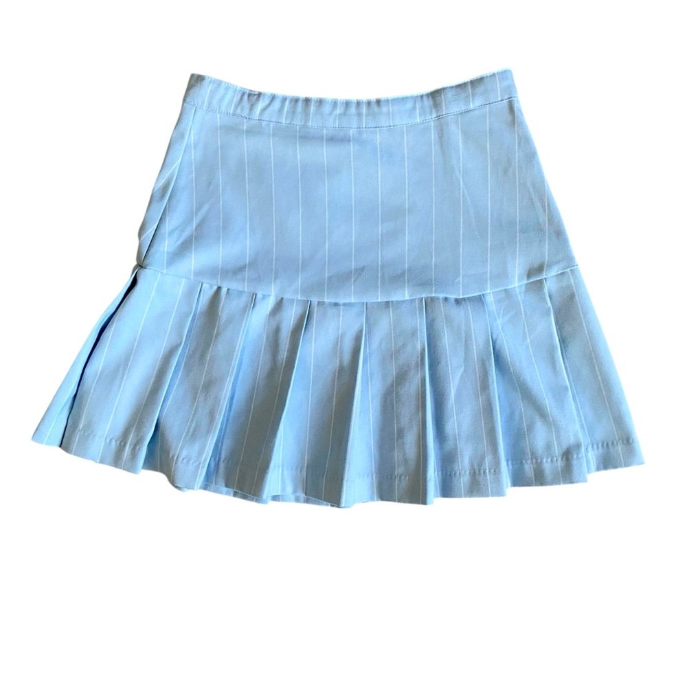 H&M Pleated Mini Skirt Wmn’s S Icy Blue White PinStripe Prep School Preppy